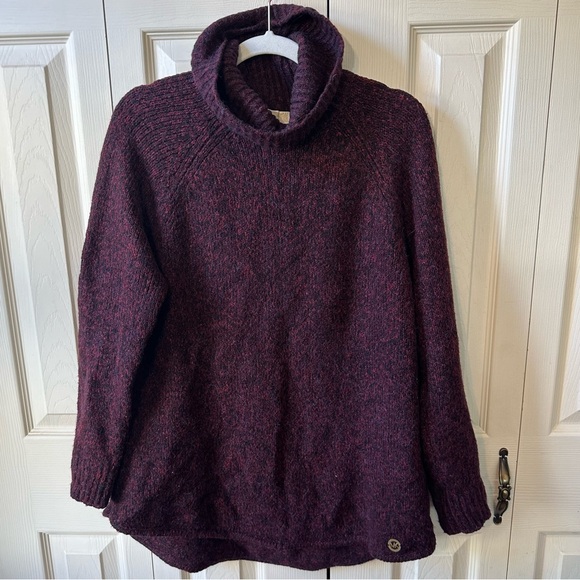 Michael Kors Women’s Size Large Alpaca Blend Turtleneck Two Tone Knit Sweater - Picture 1 of 10